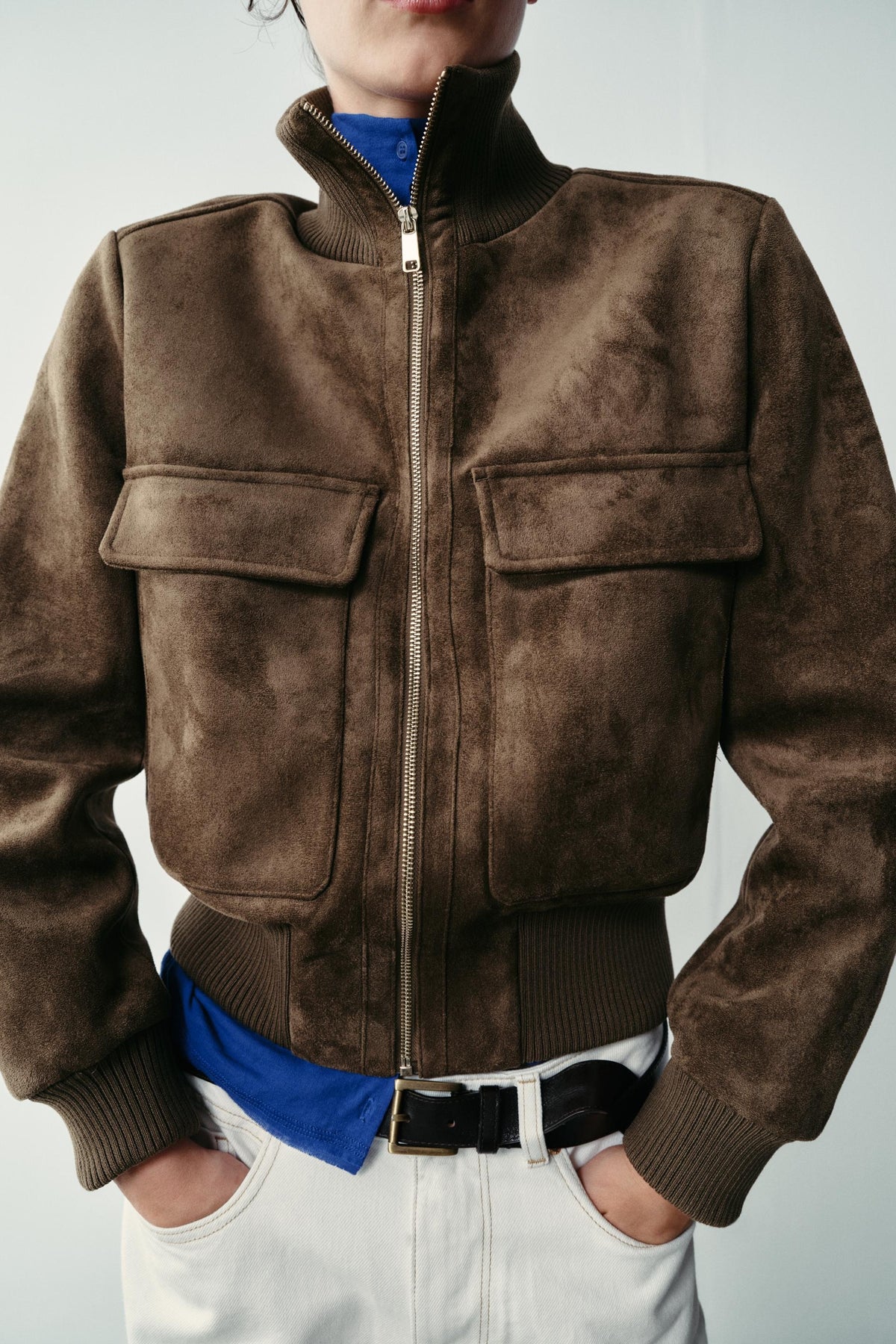 Bailara — Camille Faux Suede Bomber.