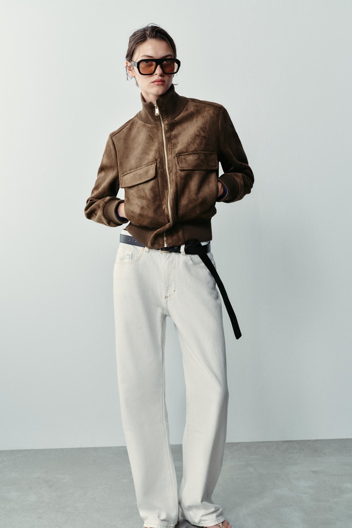 Bailara — Camille Faux Suede Bomber.