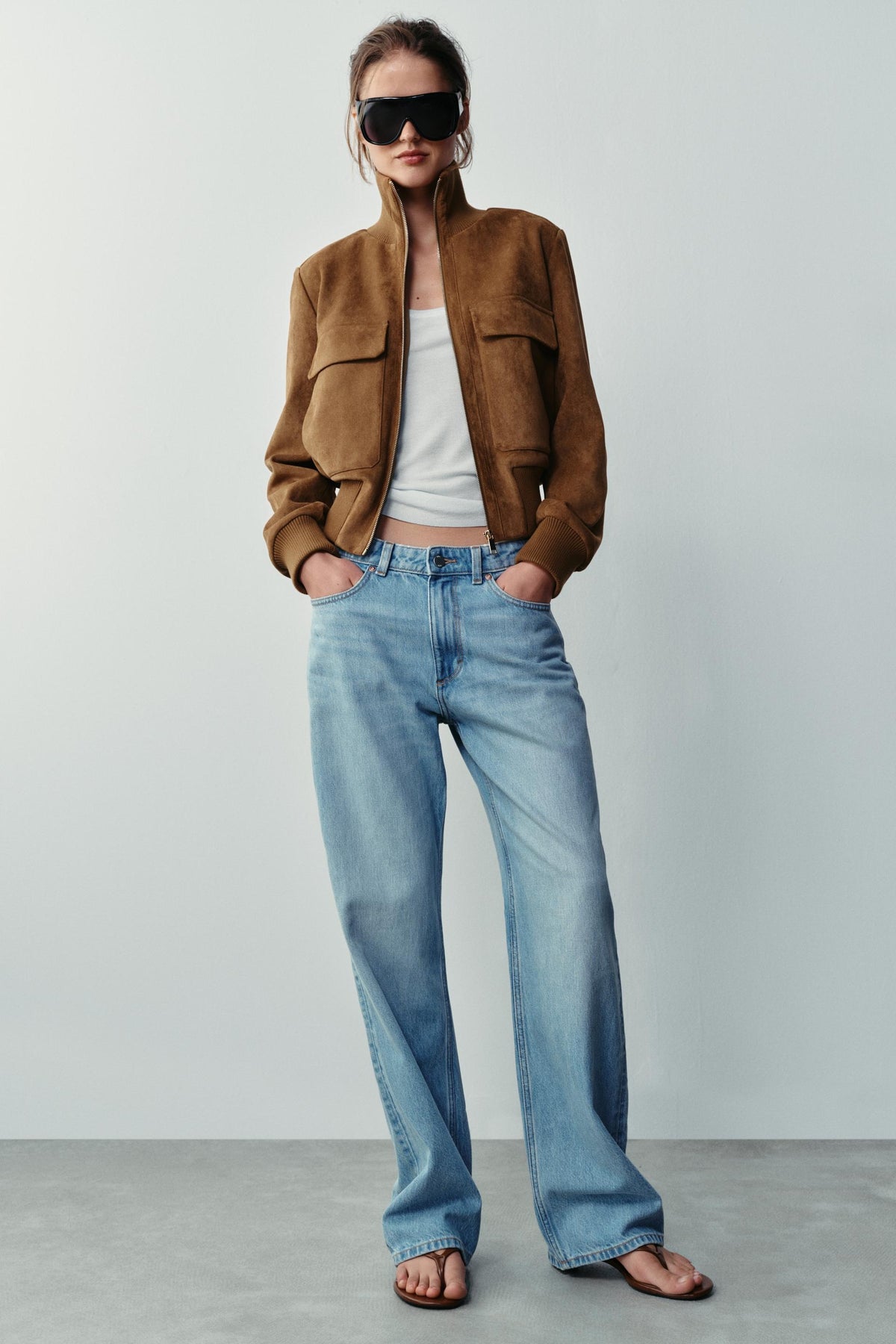 Bailara — Camille Faux Suede Bomber.