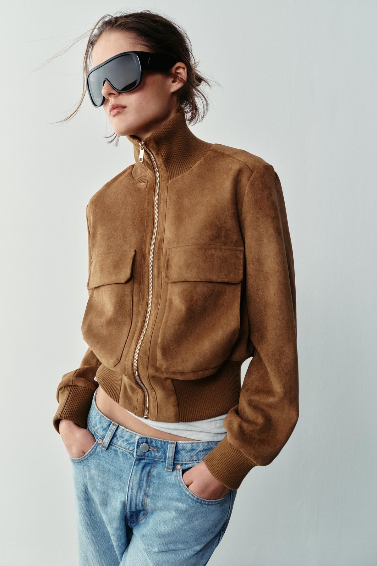 Bailara — Camille Faux Suede Bomber.