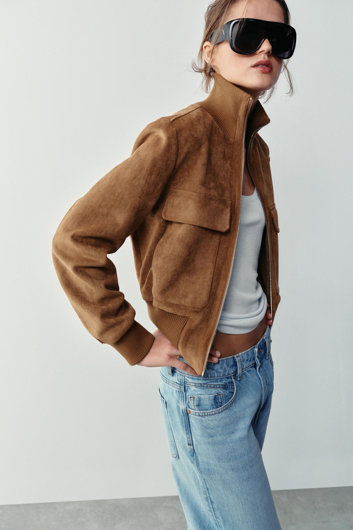 Bailara — Camille Faux Suede Bomber.