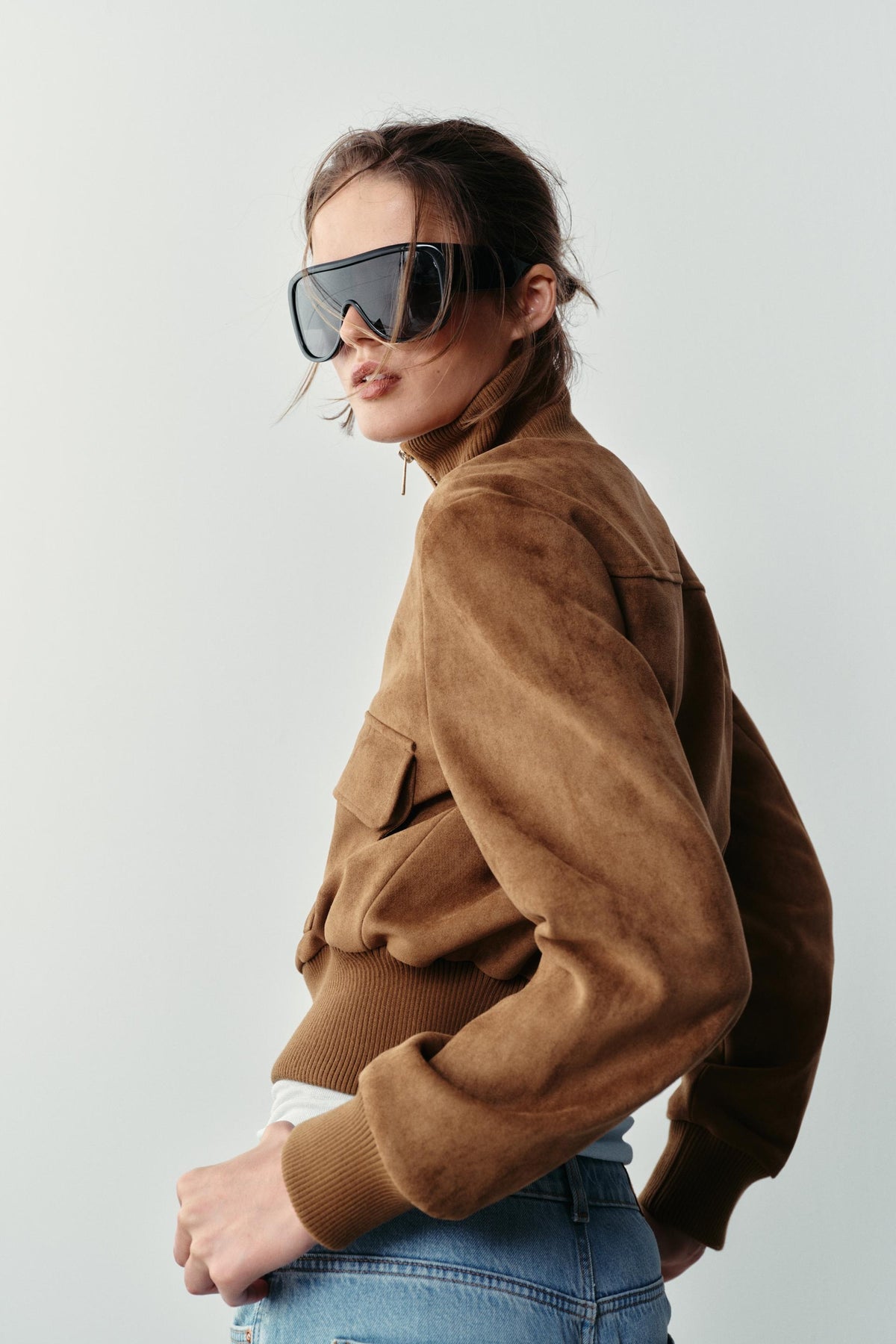 Bailara — Camille Faux Suede Bomber.