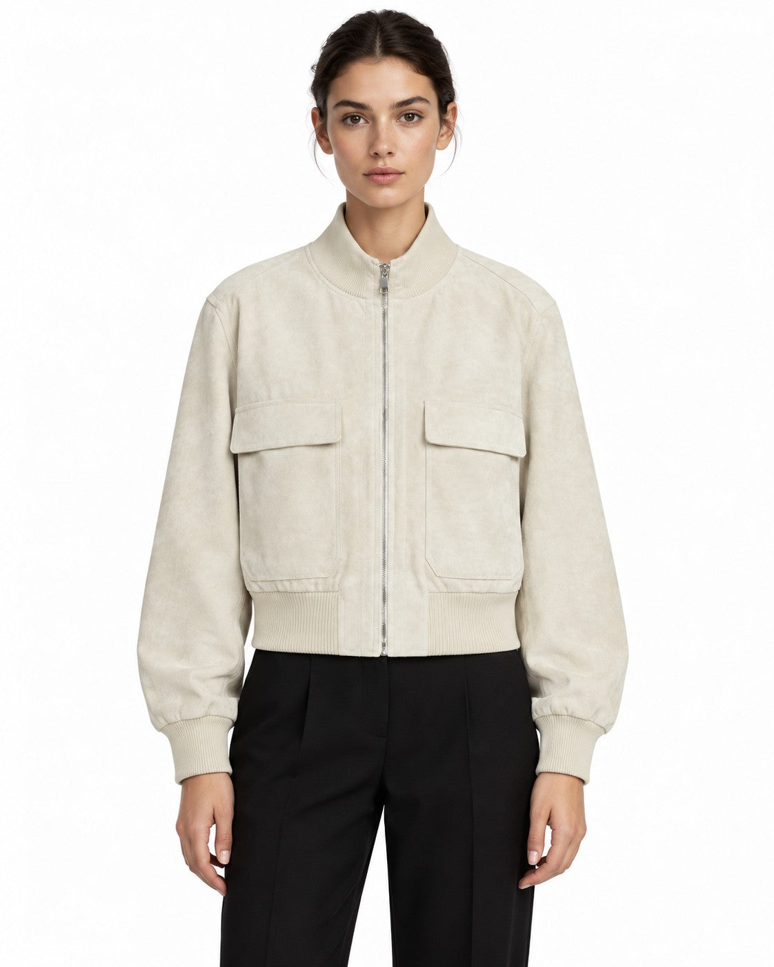 Bailara — Camille Faux Suede Bomber.