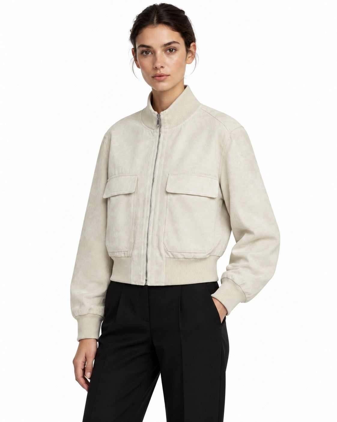 Bailara — Camille Faux Suede Bomber.