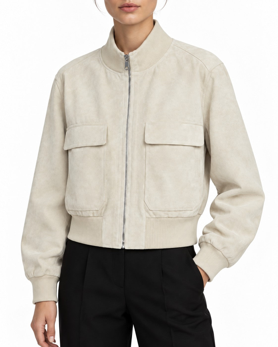 Bailara — Camille Faux Suede Bomber.