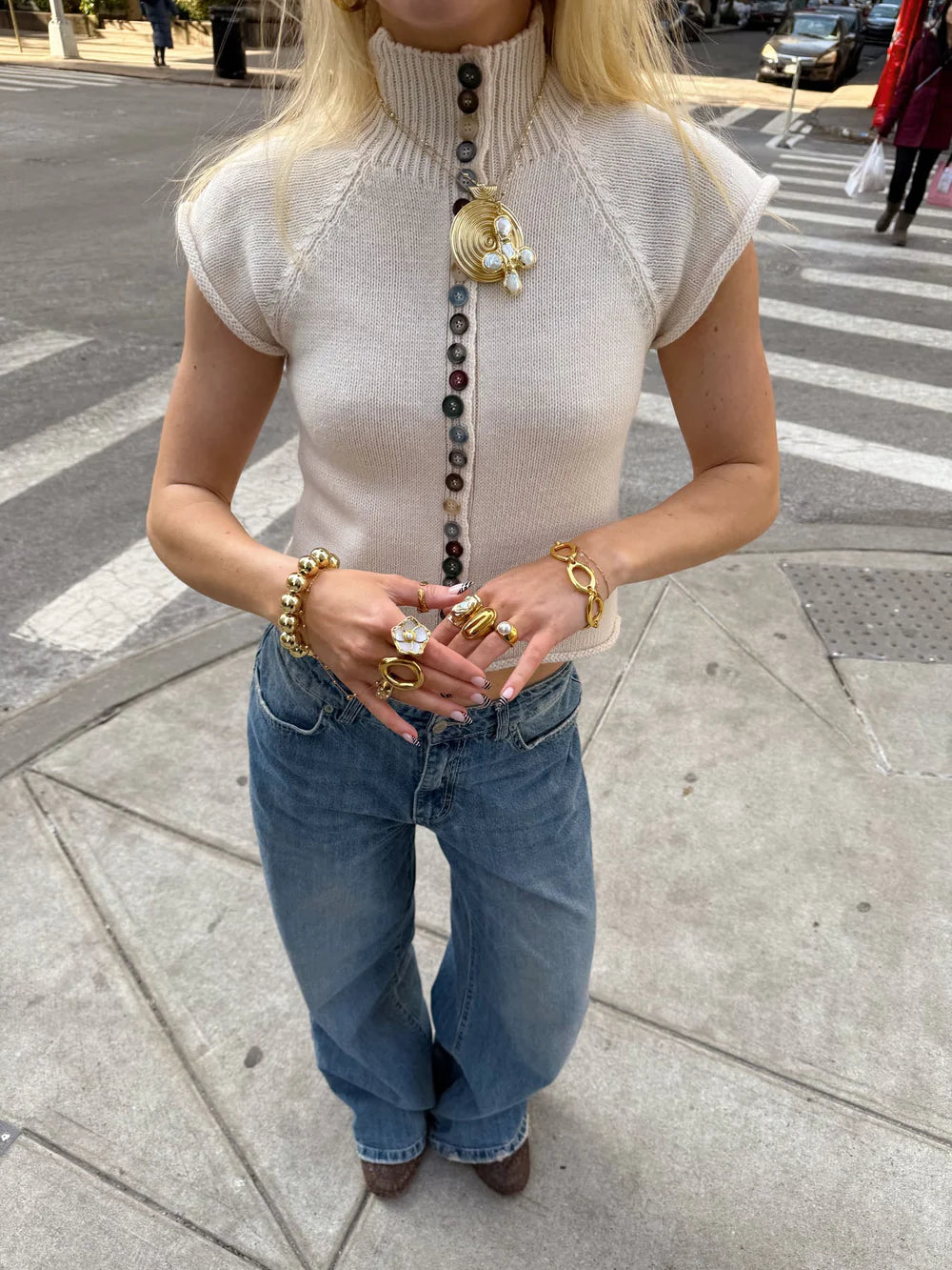 Bailara — Oriane Button Knit Top