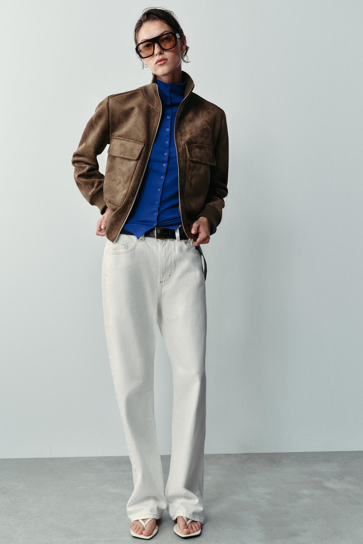 Bailara — Camille Faux Suede Bomber.